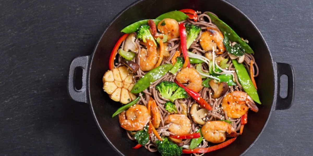 chicken and shrimp stir fry.